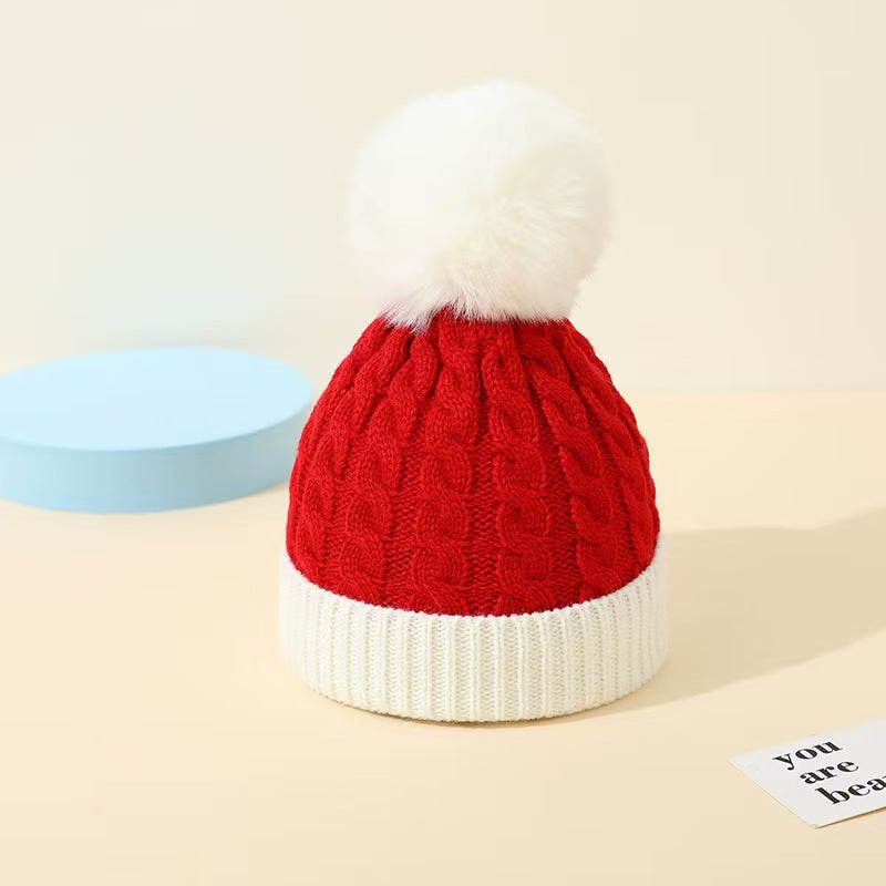 Wholesale Pom-pom  belt hat knitted wool hat